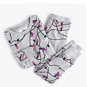 J.Crew Crewcuts Girls Holiday Lights Pajama Set | Size 5 | Gray Pink Purple